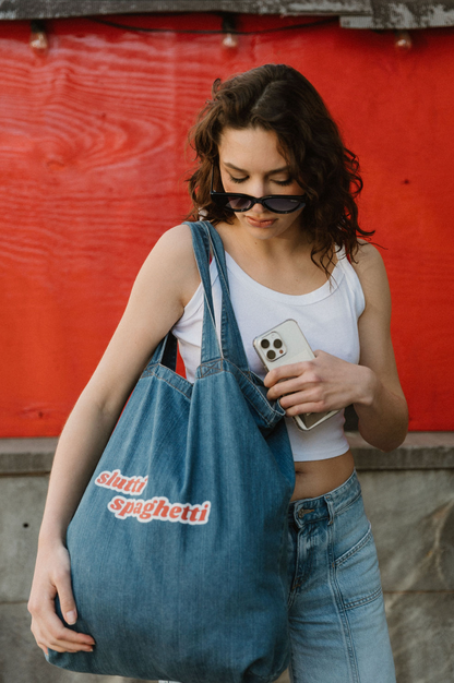 the big & bad organic slutti spaghetti tote bag